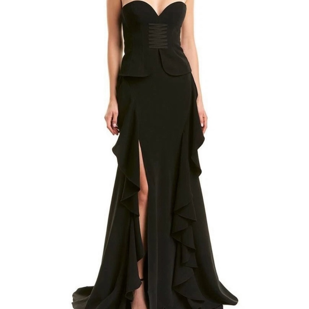CINQ À SEPT Dorian Strapless Gown Black 2